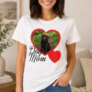 Dog Mum Script Red Heart Photo White T-Shirt