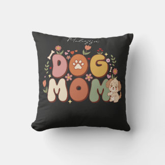 Dog Mum Shirt Kawaii Floral Vintage Retro Cushion