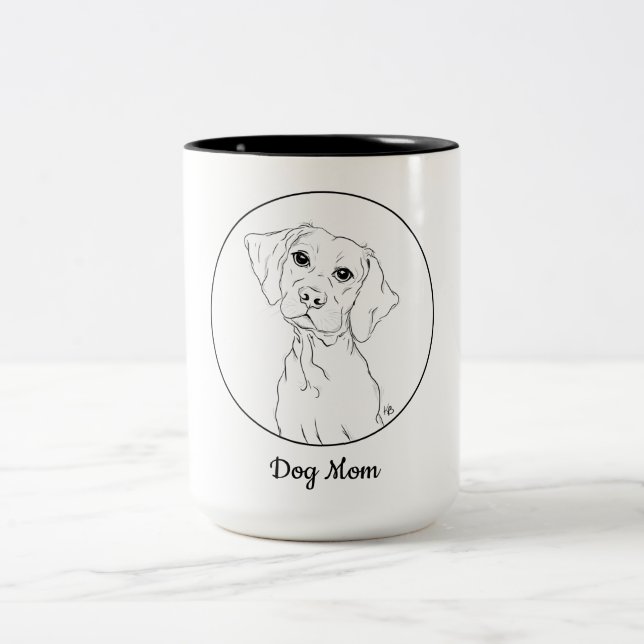 Dog Mum Simple Line Art Drawing Mug (Center)