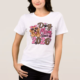 Dog Mum Since 2026 Pink Leopard Tri-Blend Shirt