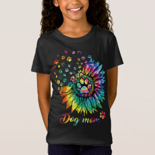 Dog Mum Spiral Dog Paws Prints Tie Dye, Hippie Dog T-Shirt