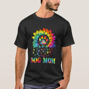 Dog Mum Spiral Dog Paws Prints Tie Dye, Hippie Dog T-Shirt