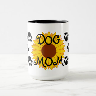 Dog Mum Sunflower Paw Prints Mug