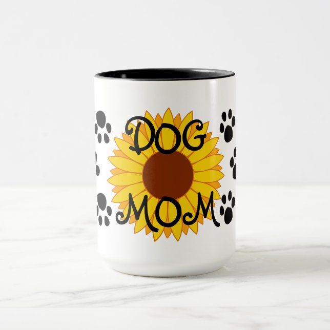Dog Mum Sunflower Paw Prints Mug (Center)
