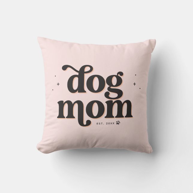 Dog Mum Trendy Typography Custom Photo and Text  Cushion (Front)