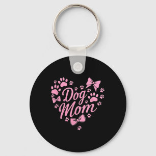 Dog Mum Valentine Coquette Bow Heart Paw Print Val Key Ring