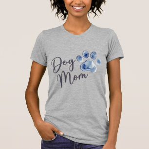 Dog Mum Watercolor Paw Print Design Blue Tie Dye T-Shirt