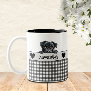 Dog Mum Watercolor Pug Custom Two-Tone Coffee Mug