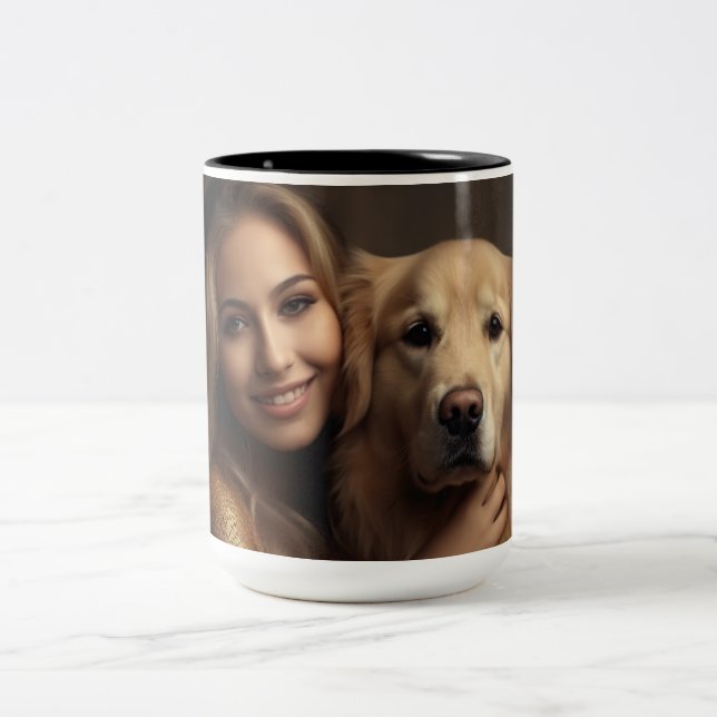 Dog Mum Wifey Modern Black Script White Womens Two-Tone Coffee Mug (Center)