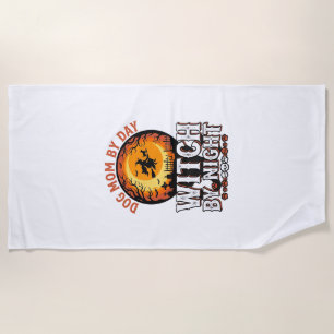 Dog Mum Witch By Night Vintage Halloween Shirt_1 Beach Towel