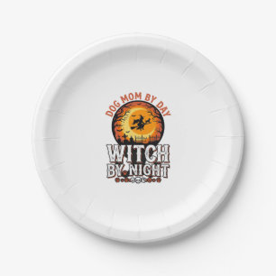 Dog Mum Witch By Night Vintage Halloween Shirt_1 Paper Plate