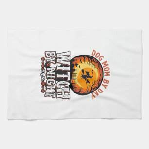 Dog Mum Witch By Night Vintage Halloween Shirt_1 Tea Towel