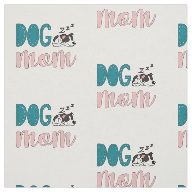 Dog mum with cute sleeping spotted dog fabric (Swatch)