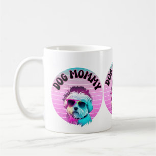 Dog Mummy Sunset in Pink with sunglasses Coffee Mug