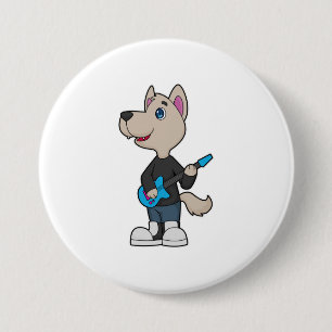 Dog Musician Guitar Music 7.5 Cm Round Badge