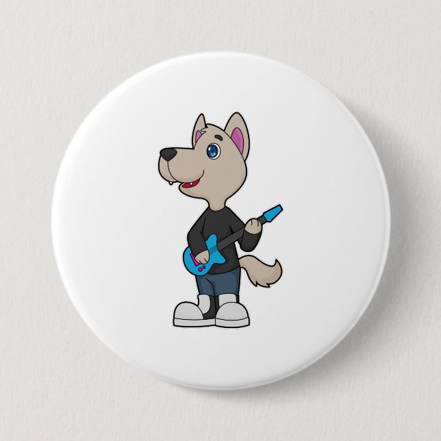 Dog Musician Guitar Music 7.5 Cm Round Badge (Front)