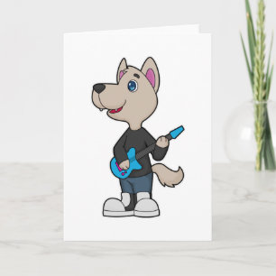 Dog Musician Guitar Music Card