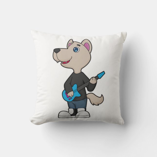 Dog Musician Guitar Music Cushion (Front)