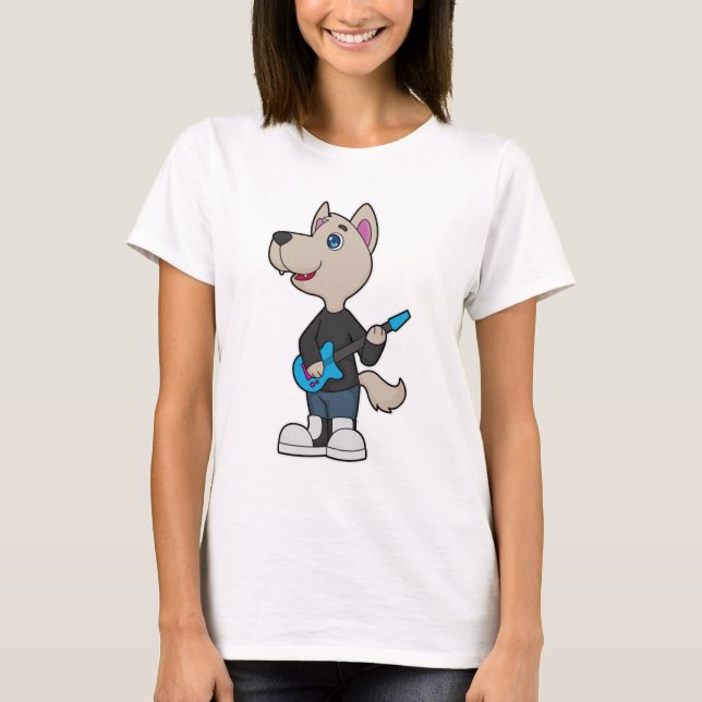 Dog Musician Guitar Music T-Shirt (Front)