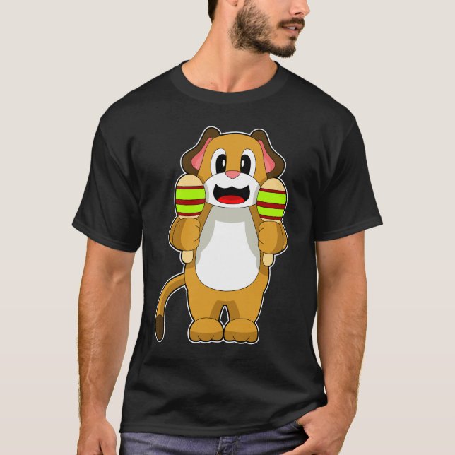 Dog Musician Maracas Music T-Shirt (Front)