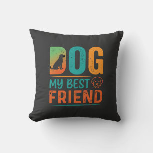 Dog My Best Friend Retro Design Cushion