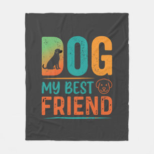 Dog My Best Friend Retro Design Fleece Blanket