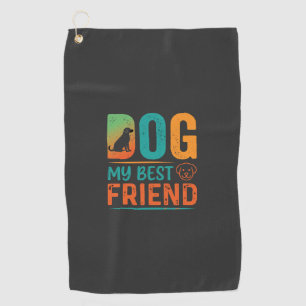 Dog My Best Friend Retro Design Golf Towel