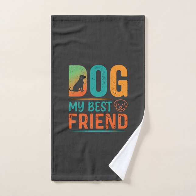 Dog My Best Friend Retro Design Hand Towel (Hand Towel)
