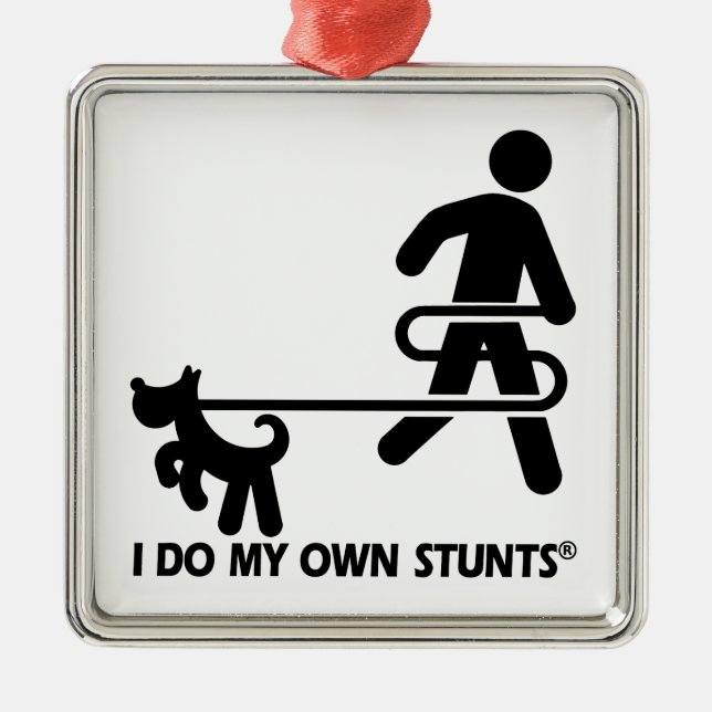 Dog My Own Stunts Metal Tree Decoration (Front)