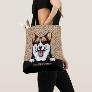 Dog Name or Your Name, Pembroke Welsh Corgi + Paws Tote Bag
