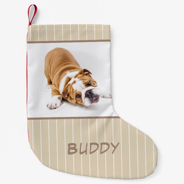 Dog Name Photo Personalised Puppy Small Christmas Stocking (Front)