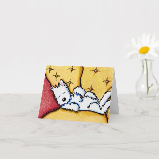 Dog Napped Westie Note Card (Small Plant)