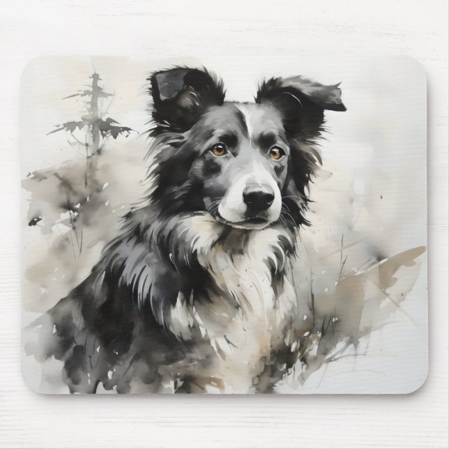 Dog Nature Ink Painting Mouse Mat (Front)