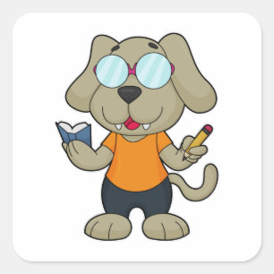 Dog Nerd Book Glasses Square Sticker