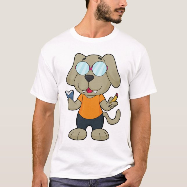Dog Nerd Book Glasses T-Shirt (Front)