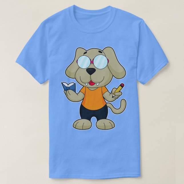 Dog Nerd Book Glasses T-Shirt (Design Front)