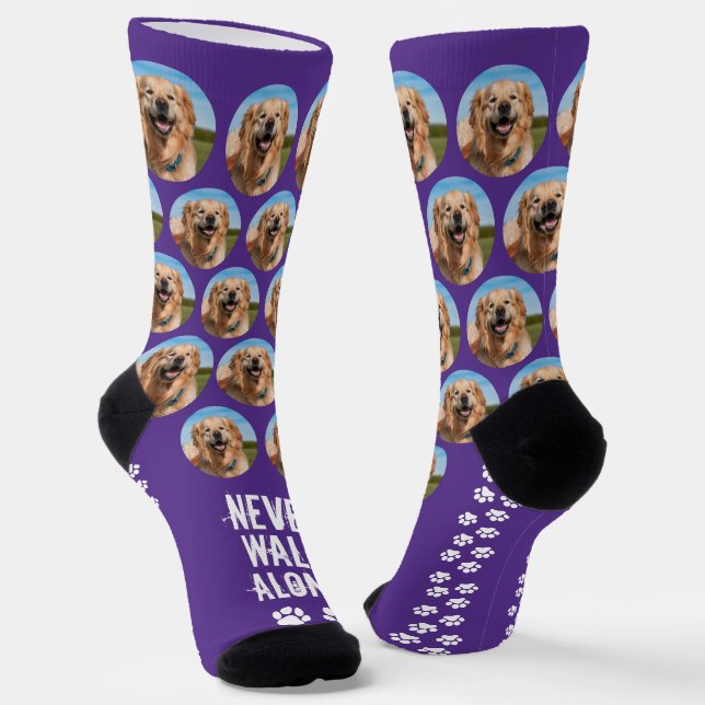 Dog Never Walk Alone Personalised Pet Photo Socks (Angled)