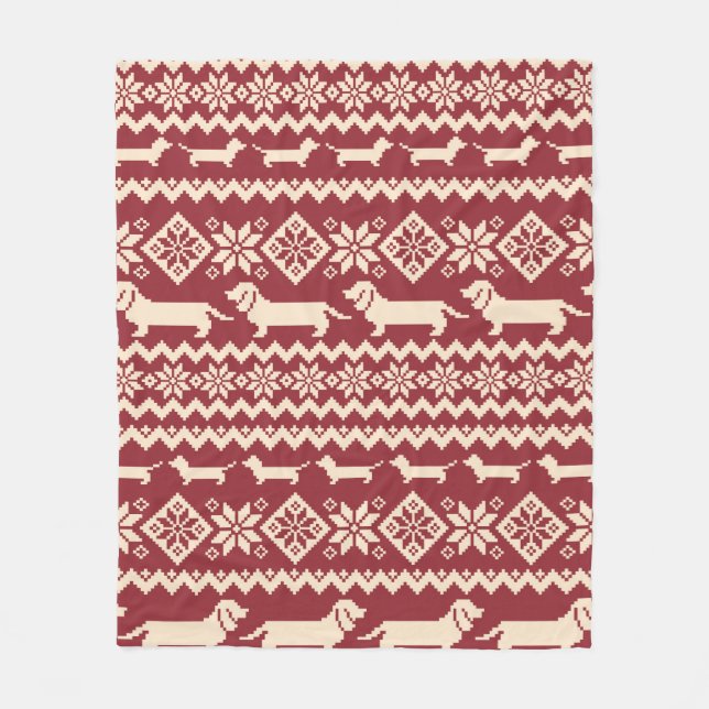 Dog Nordic pattern illustration Fleece Blanket (Front)