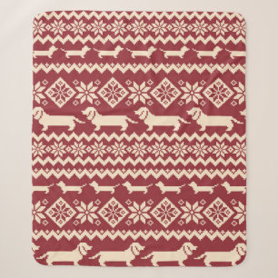 Dog Nordic pattern illustration Sherpa Blanket