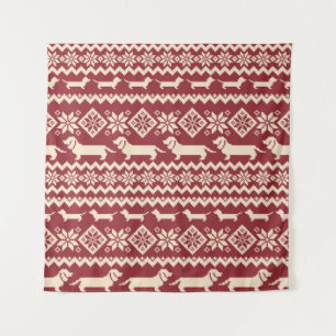 Dog Nordic pattern illustration Tapestry