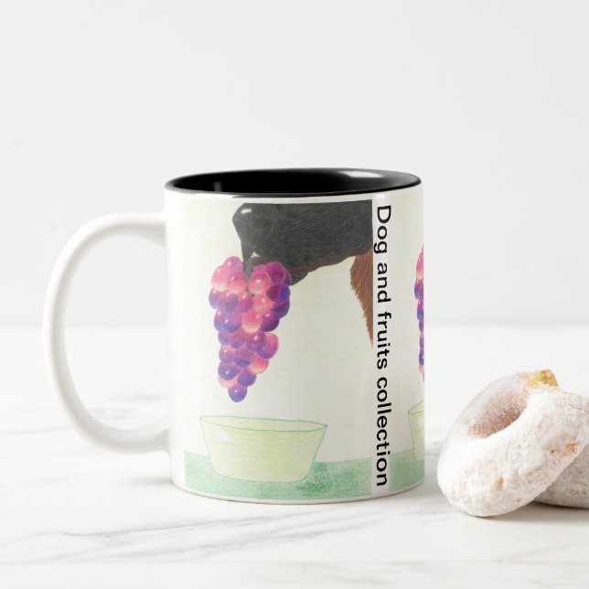 Dog nose and grape  Two-Tone coffee mug (With Donut)