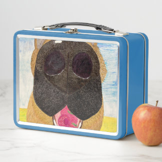 Dog nose and raspberry metal lunch box