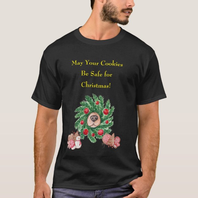 Dog Nose in Wreath Christmas  T-Shirt (Front)