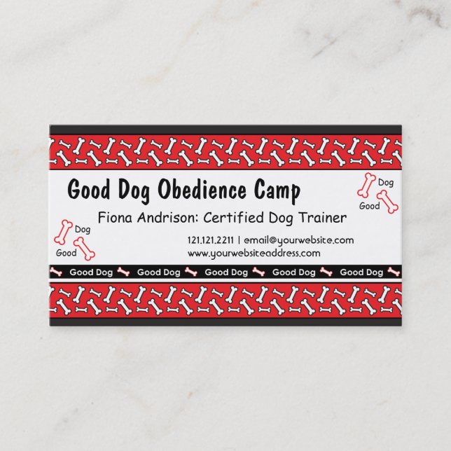 Dog Obedience Classes Dog Trainer Business Cards (Front)