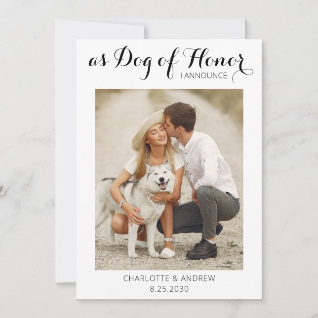 Dog of Honour Just Married Wedding Announcement (Front)
