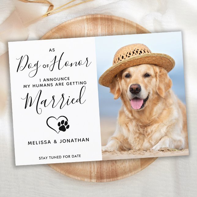Dog Of Honour Modern Photo Pet Wedding Engagement  Announcement (Creator Uploaded)