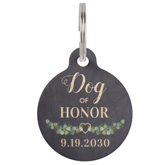 Dog Of Honour Personalised Pet Wedding Tag (Front)