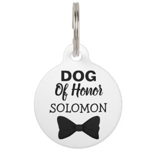 Dog of Honour pet wedding black bowtie Pet Tag