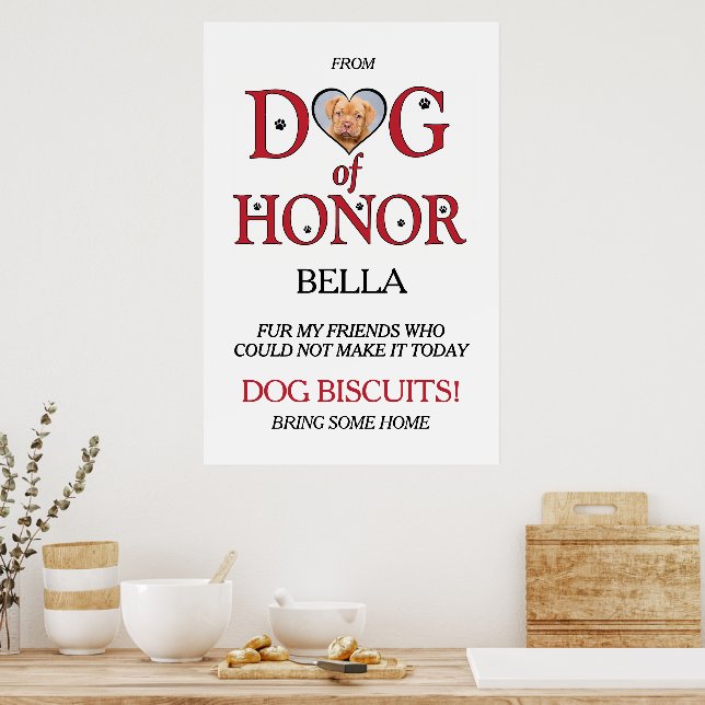 Dog of Honour Wedding Biscuit Bar With Pet Photo P Poster (Kitchen)