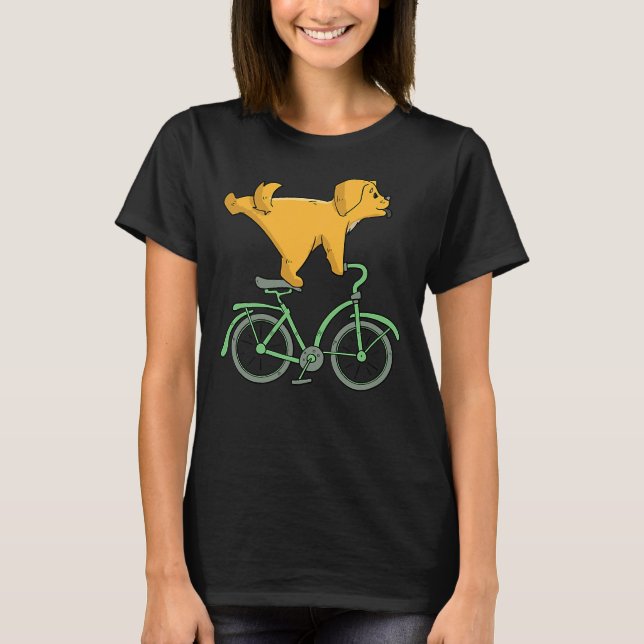 Dog On A Bike Golden Retriever Cycling T-Shirt (Front)